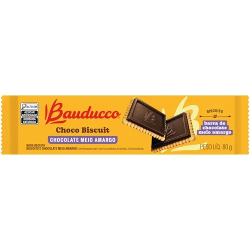 BISCOITO DOCE CHOCO BISCUIT  BAUDUCCO PCT 80g CHOCOLATE MEIO AMARGO