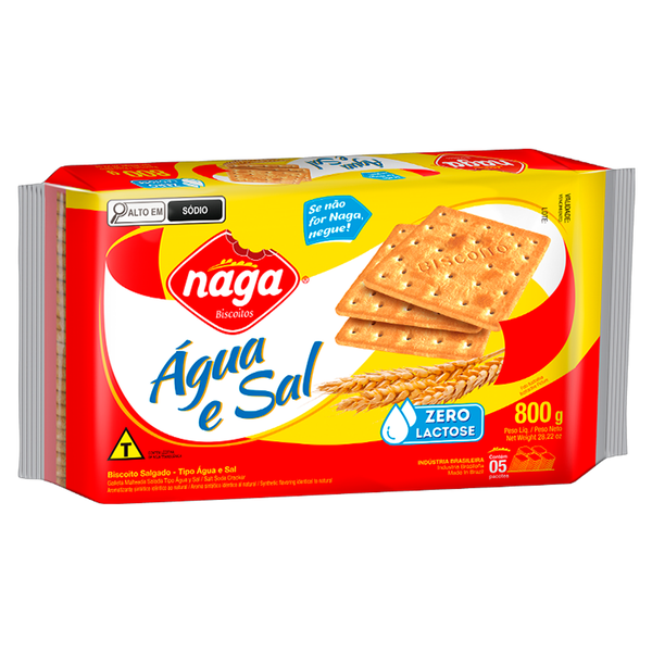 BISCOITO DOCE NAGA PCT 800g AGUA E SAL