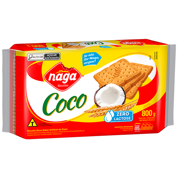 BISCOITO DOCE NAGA PCT 800g COCO