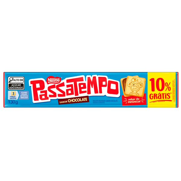 BISCOITO RECHEADO PASSATEMPO PCT 130g CHOCOLATE