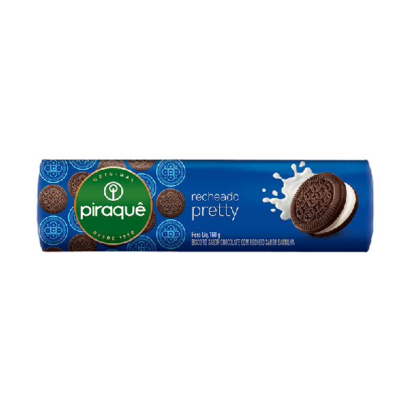 BISCOITO RECHEADO PIRAQUE PCT 160g PRETTY