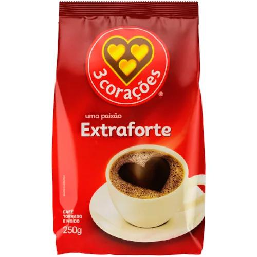 CAFE TORRADO MOIDO ALMOFADA EXTRA FORTE 3 CORACOES PCT 250g