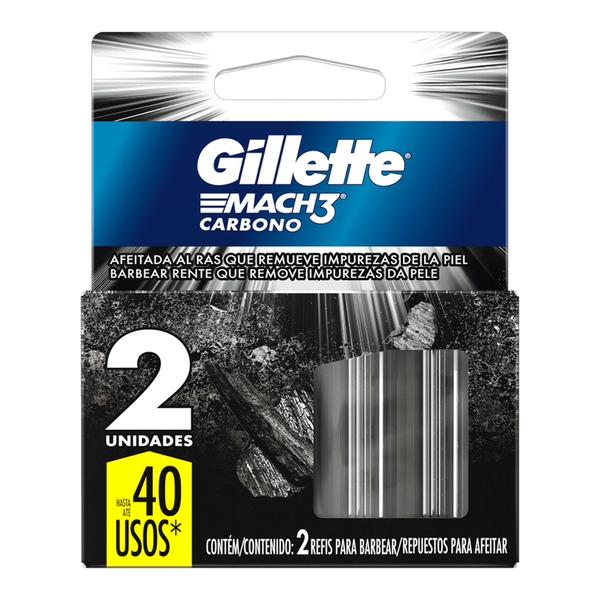 CARGA BARBEAR MACH 3 GILLETTE EMB 2un CARBONO