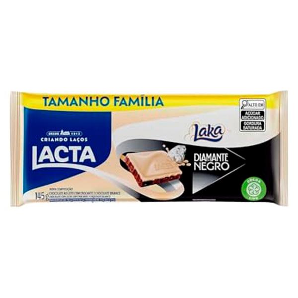CHOCOLATE BARRA FAMILIA LACTA TAB 145g DIAMANTE NEGRO E LAKA