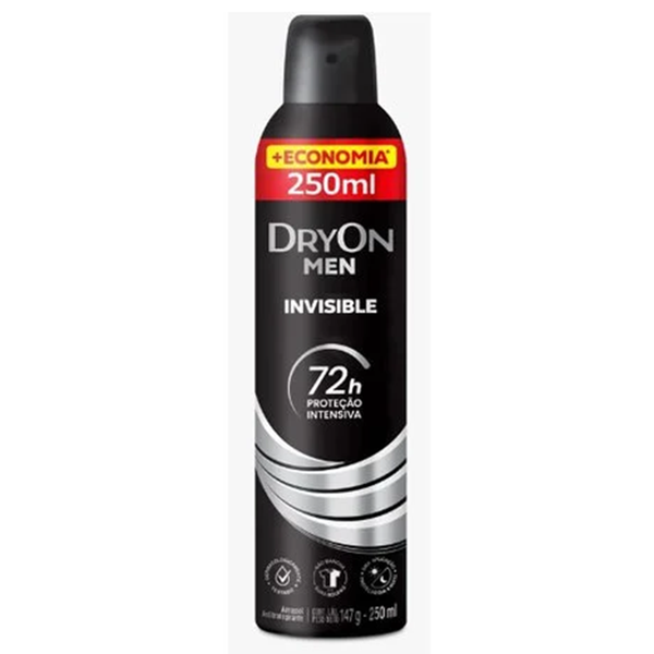 DESODORANTE MASC AERO 72HR DRYON FRASCO 250ml MEN INVISIBLE