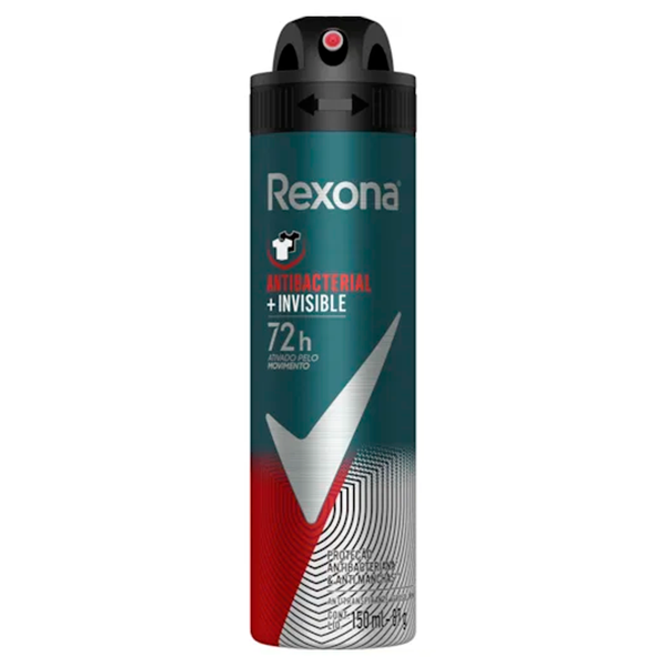 DESODORANTE MASC AERO REXONA FRASCO 90g ANTIBACTERIAL INVISIBLE