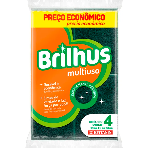 ESPONJA MULTI USO DUPLA FACE BRILHUS PG 3 LV 4un