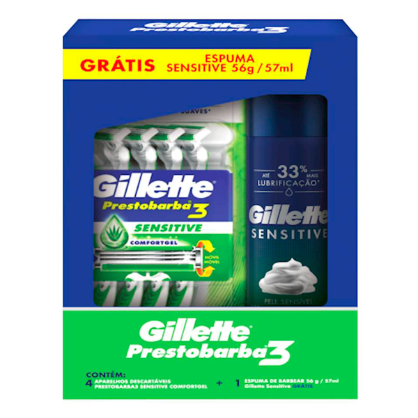 KIT APARELHO DE BARBEAR MACH3 GILLETTE