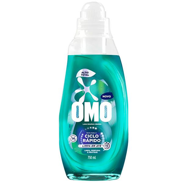 LAVA ROUPA LIQ CICLO RAPIDO OMO FRASCO 750ml AÇÃO TOTAL