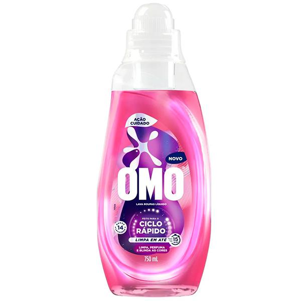 LAVA ROUPA LIQ CICLO RAPIDO OMO FRASCO 750ml ACAO CUIDADO