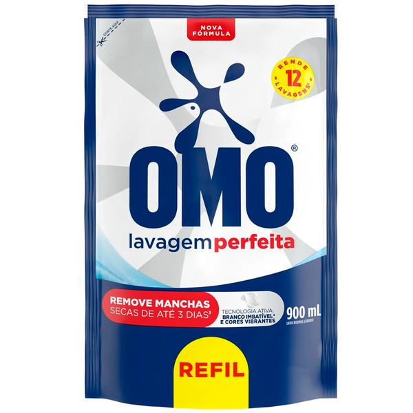 LAVA ROUPA LIQ REFIL OMO DOYPACK 900ml LAVAGEM PERFEITA