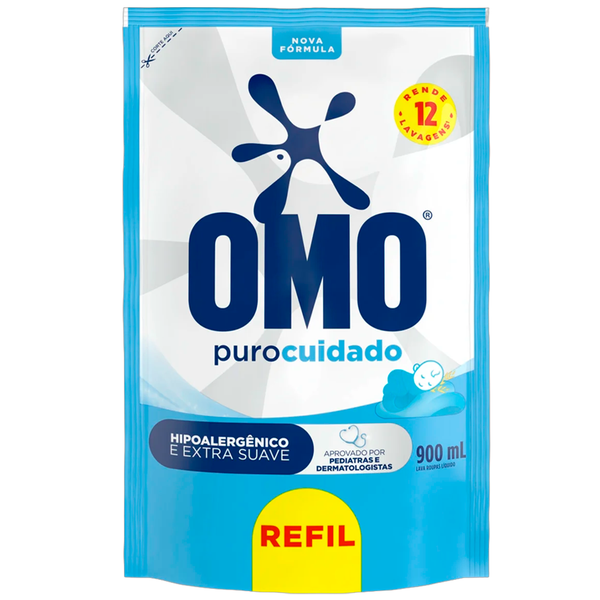 LAVA ROUPA LIQ REFIL OMO DOYPACK 900ml PURO CUIDADO