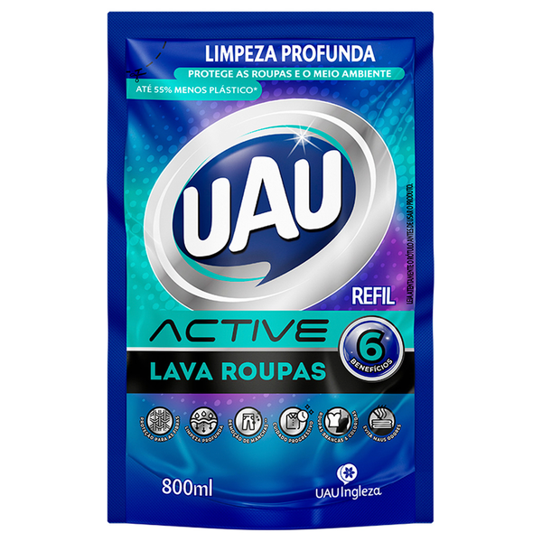 LAVA ROUPA LIQ  UAU SACHE 800ml ACTIVE