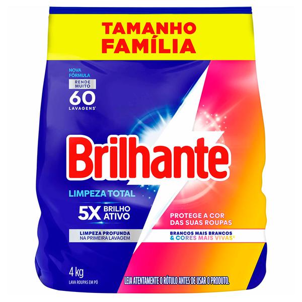 LAVA ROUPA PO BRILHANTE SACHE 4kg LIMPEZA TOTAL