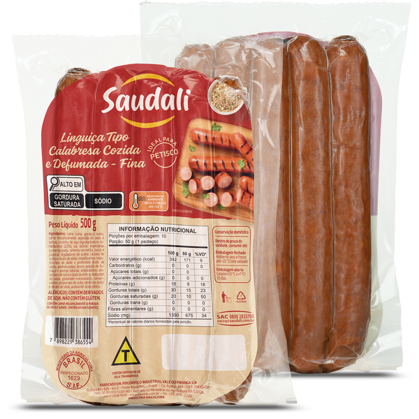 LINGUICA FINA CALBRESA DEFUMADA SAUDALI  PCT 500g