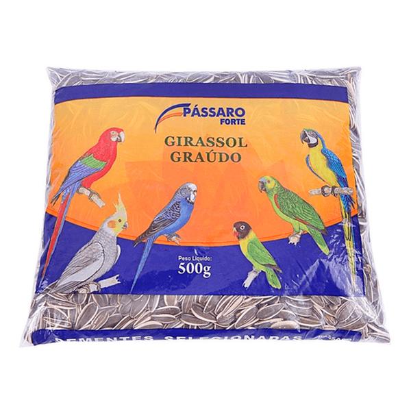 SEMENTE PASSARO GIRASSOL GRAUDO PASSARO FORTE PCT 500g