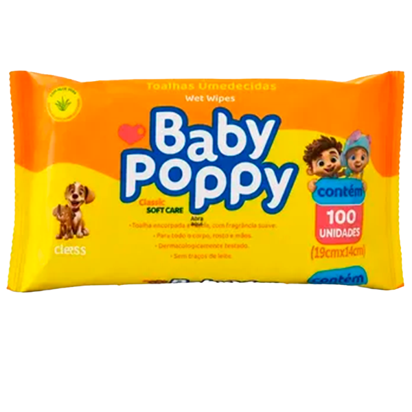 TOALHA UMEDECIDA INF ALOE VERA BABY POPPY FLOW PACK 100un