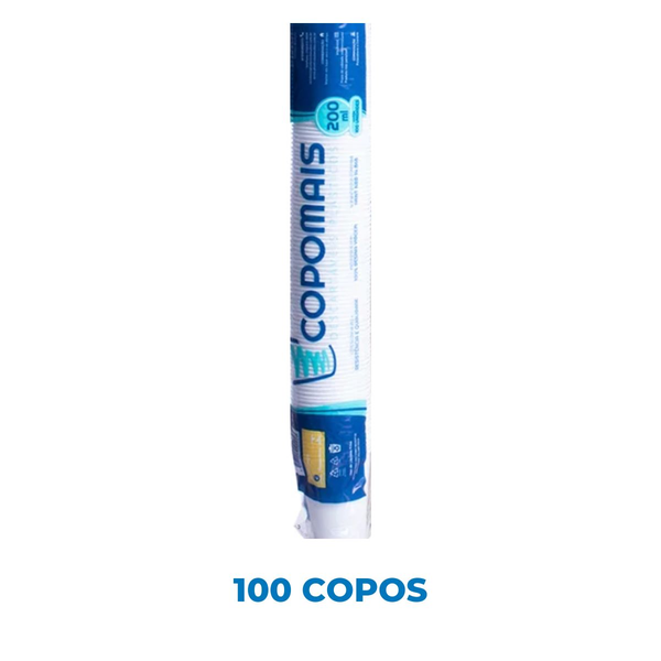 Copo Descartável CopoMais 200ml - Pacote c/ 100 unidades Transparente