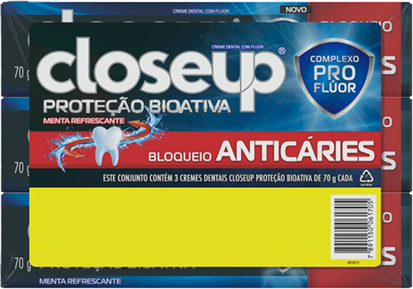 Creme Dental Close UP 70g Bioativa - com 03 unidades - ( Pasta de Dente )