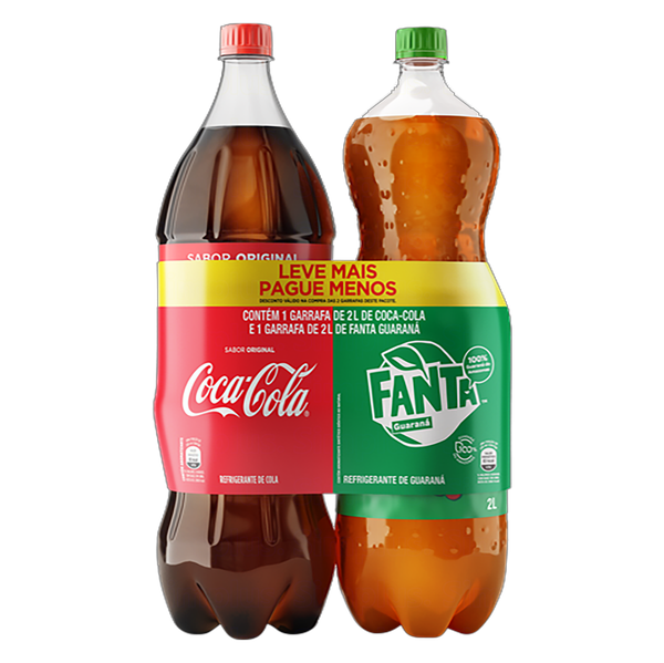 Pack Refrigerante Coca Cola + Fanta Guaraná 2L