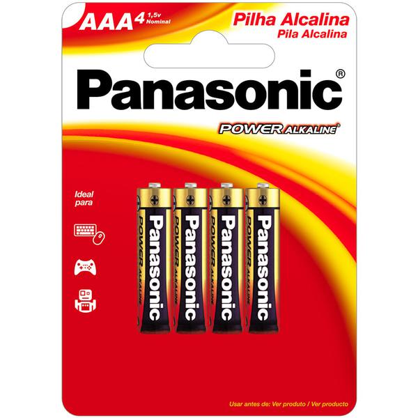 Pilha Panasonic Alcalina AAA - Com 04 unidades