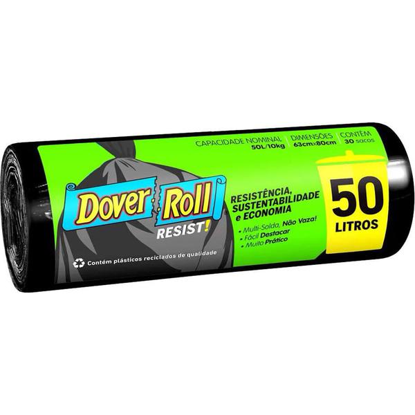 Saco De Lixo Dover Roll Resist! Rolo 50L - Com 20 unidades