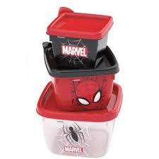 CJ CONECTS PLASUTIL POTE QUADR C 3 PCS HOMEM ARANHA  140  270  470 ML