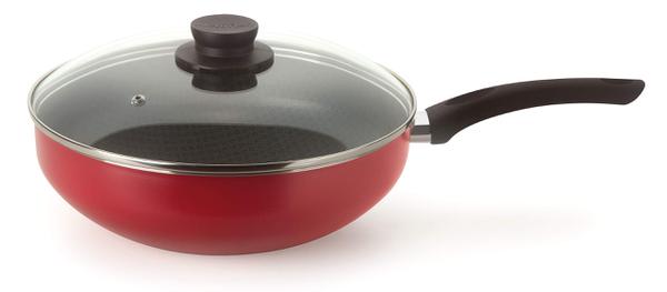 FRIG WOK MAXIFLON 24 C/ TAMPA VIDRO VERMELHA
