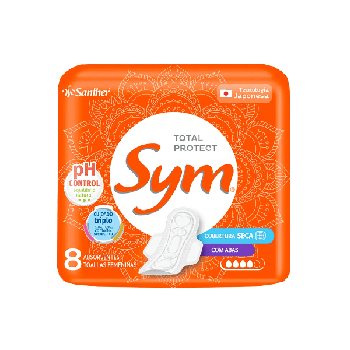 ABSORVENTE SYM COBERTURA SECA COM ABAS COM 8 UNIDADES