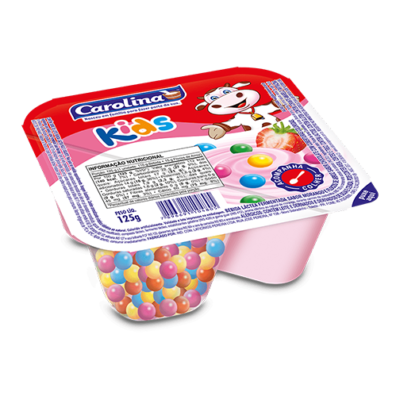 BEBIDA LÁCTEA CAROLINA KIDS SABOR MORANGO COM FLOCOS DE ARROZ COLORIDOS 125G