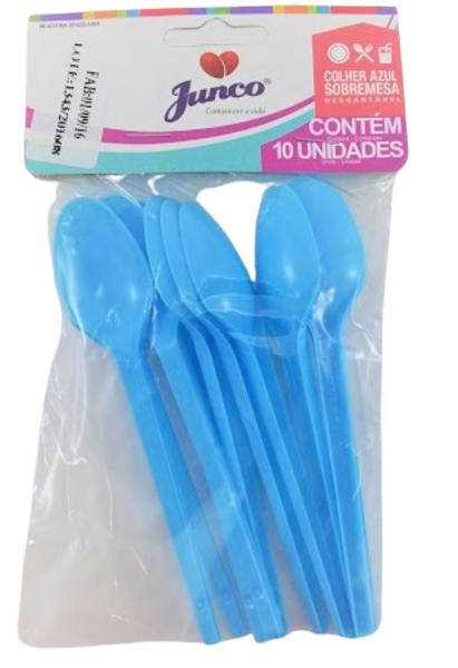 COLHER DESC JUNCO SOBR C/10 AZUL