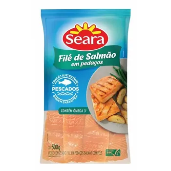 FILÉ DE SALMÃO EM PEDAÇOS CONGELADOS SEARA 500G