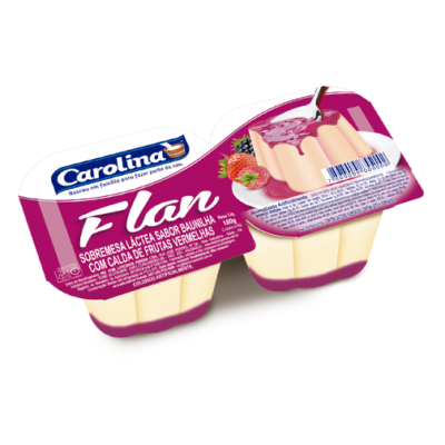 FLAN DE BAUNILHA CAROLINA COM CALDA DE FRUTAS VERMELHAS 180G
