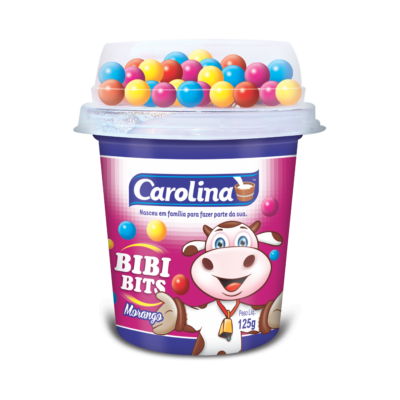 IOGURTE CAROLINA BIBI BITS MORANGO E FLOCOS DE ARROZ COLORIDOS 125G