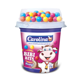 IOGURTE CAROLINA BIBI BITS MORANGO E FLOCOS DE ARROZ COLORIDOS 125G