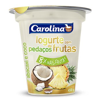 IOGURTE CAROLINA COM PEDAÇOS DE ABACAXI E COCO 450G
