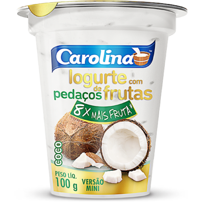 IOGURTE CAROLINA COM PEDAÇOS DE COCO 100G