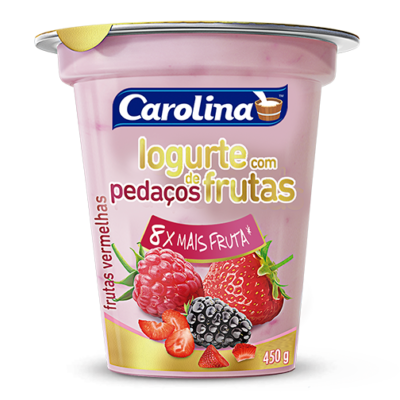 IOGURTE CAROLINA COM PEDAÇOS DE FRUTAS VERMELHAS 450G