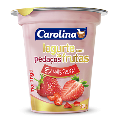 IOGURTE CAROLINA COM PEDAÇOS DE MORANGO 450G