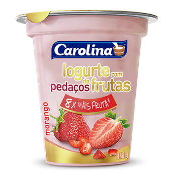 IOGURTE CAROLINA COM PEDAÇOS DE MORANGO 450G