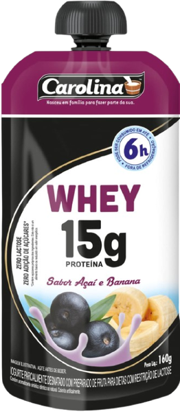IOGURTE CAROLINA WHEY SABOR AÇAÍ E BANANA SACHÊ 160G