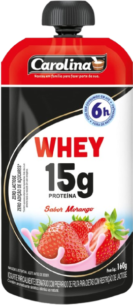 IOGURTE CAROLINA WHEY SABOR MORANGO SACHÊ 160G
