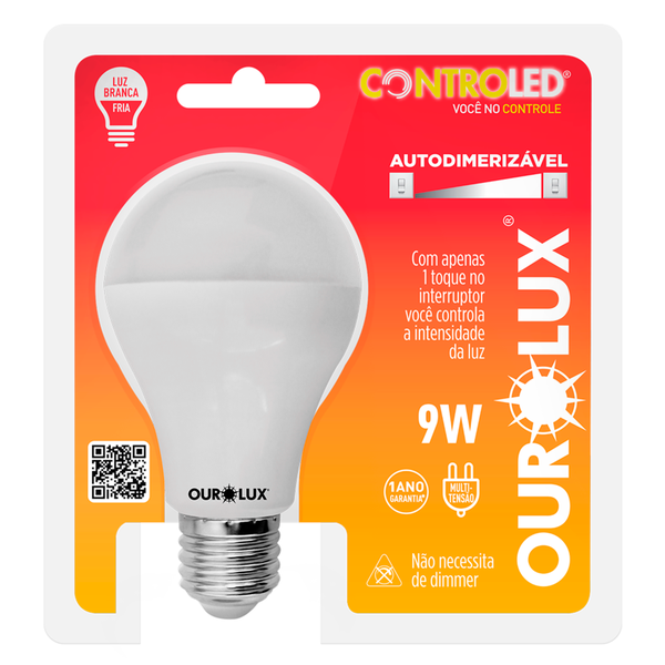 LÂMPADA OUROLUX CONTROLED AUTODIREMIZÁVEL 9W 6500K