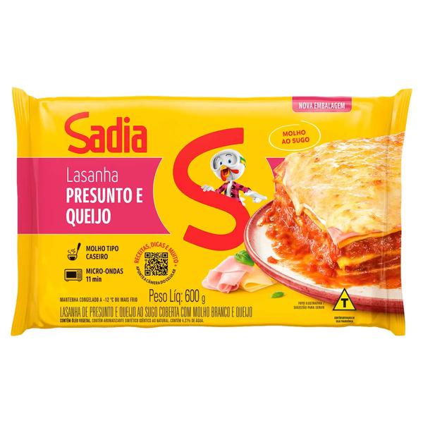 LASANHA PRESUNTO E QUEIJO AO SUGO SADIA 600G