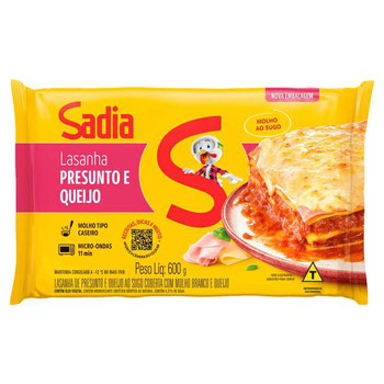 LASANHA PRESUNTO E QUEIJO AO SUGO SADIA 600G