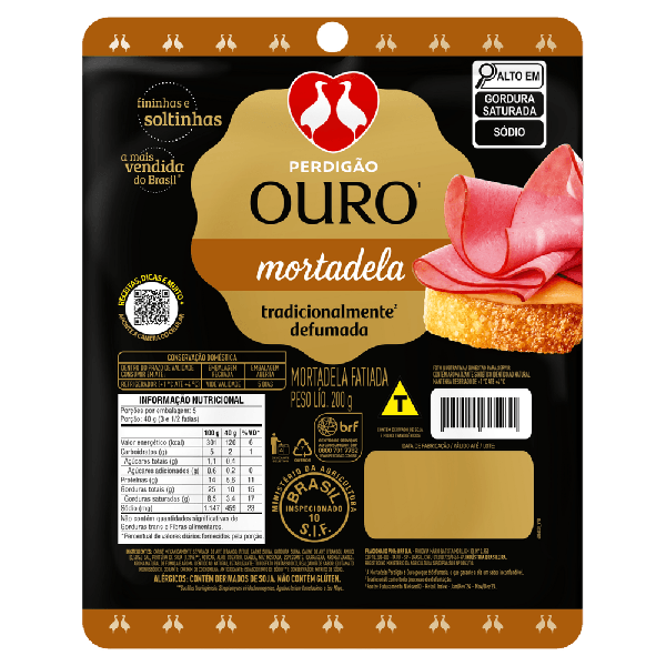 MORTADELA OURO PERDIGÃO FATIADA 200G