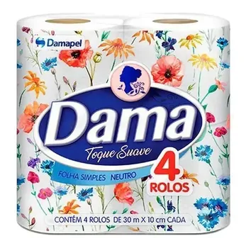 PAPEL HIGIÊNICO DAMA NEUTRO COM 4 ROLOS DE 30 METROS