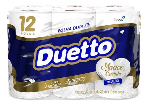 PAPEL HIG DUETTO FD 30M C/12 NEUTRO