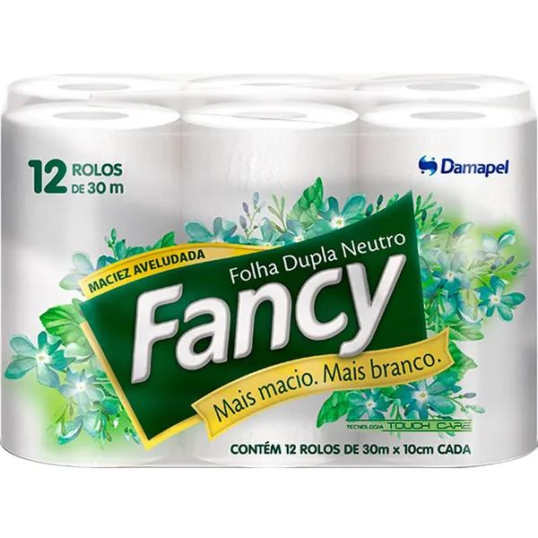 PAPEL HIGIÊNICO FANCY NEUTRO FOLHA DUPLA COM 12 ROLOS DE 30 METROS