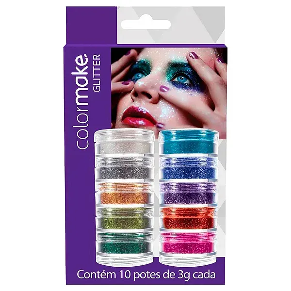 PINTURA FACIAL COM GLITTER COLORMAKE C/6 CORES